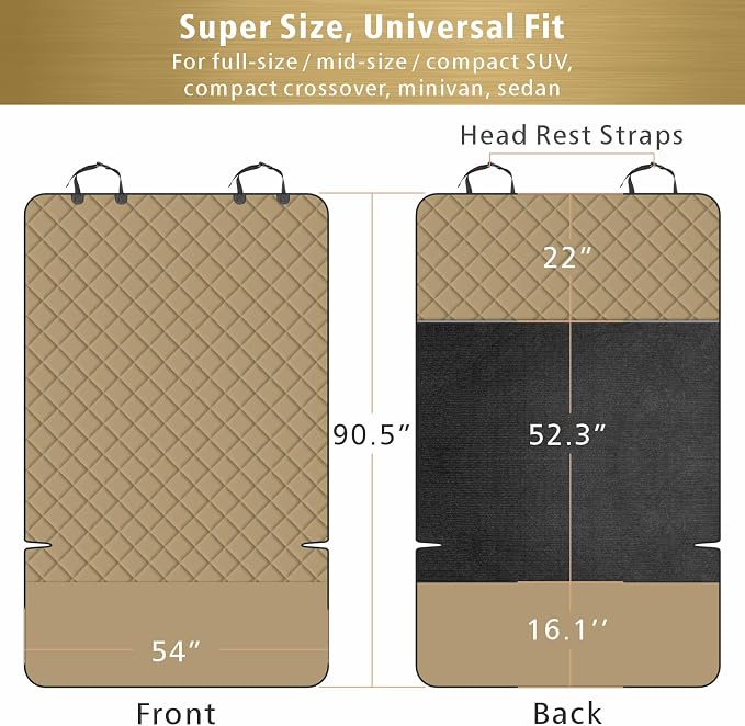 F-color SUV Cargo Liner for Dogs - Heavy Duty Cargo Cover for Mid-Size SUVs | Water Resistant, Bumper Flap, Non-Slip Mat, Car Trunk Dog Car Seat Cover Prevents Scratches Pet Hair Mud Dirt for Sedans Vans - Image 2