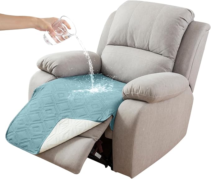 Genina 100% Waterproof Recliner Chair Covers, Anti-Slip Recliner Cover Dog Chair Cover Furniture Protector, Chair Sofa Slipcover for Pets Dogs, 1 Piece (Sky Blue, Recliner) by Genina