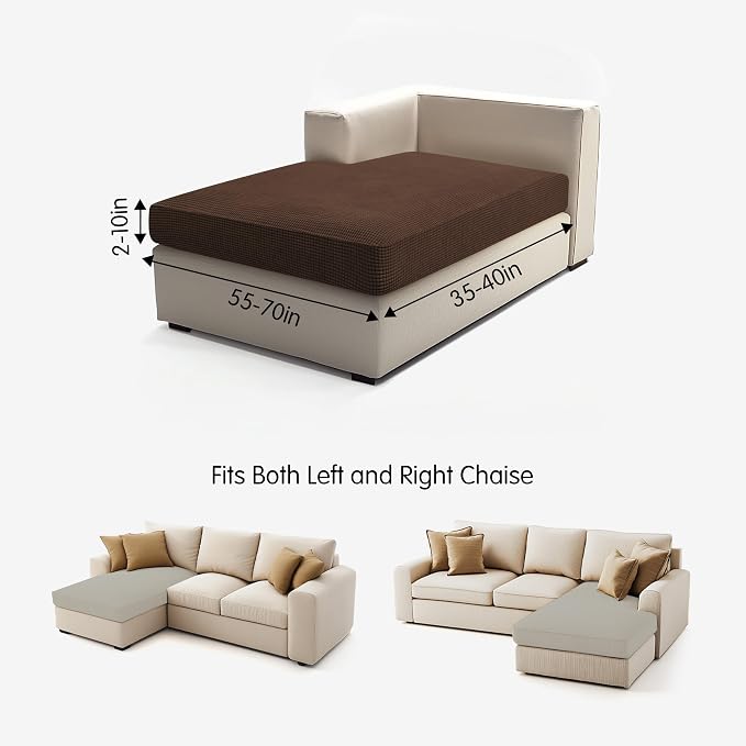 Hokway Stretch Chaise Cover Individual Couch Cushion Slipcovers Reversible Cushion Protector Slipcovers Sofa Cushion Protector Covers (Chaise Cover, Chocolate) - Image 3