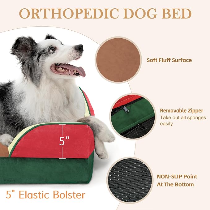Comfort Expression Orthopedic Dog Beds for Large Sized Dog with Bolster | Waterproof Dog Couch Bed with Washable Cover & Non-Slip Bottom, Supportive Egg Crate Foam Large Pet Bed, 36x27 Inch - Image 6