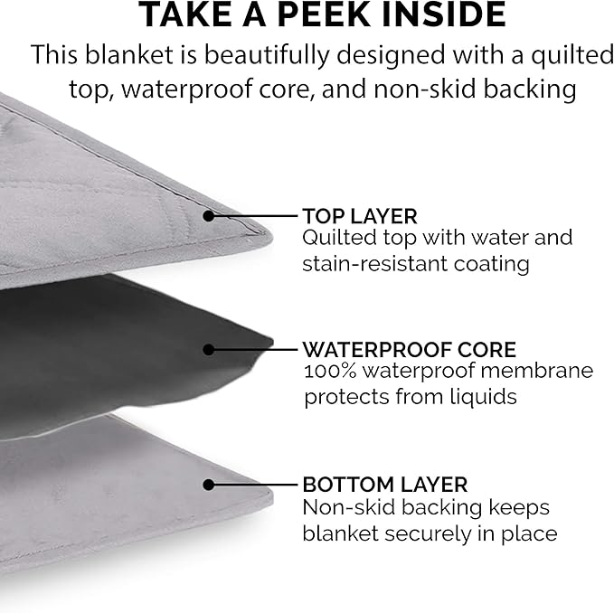 Furhaven Waterproof & Non-Slip Queen Size Mattress Cover Protector for Dogs & Cats, Washable, For Beds, Couches, & Car Seats - Quilted Twill Blanket Mattress Cover - Gray, Large/Queen Size - Image 7