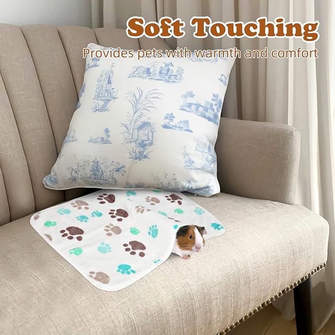 YUEPET Waterproof Guinea Pig Blankets Washable 3 Pack Small Animal Fleece Cage Liners Pet Soft Sleep Mat Pad Cover Warm Flannel Throw for Hamster Guinea Pig Rabbit Chinchilla Hedgehog Ferret 35"×24" - Image 5