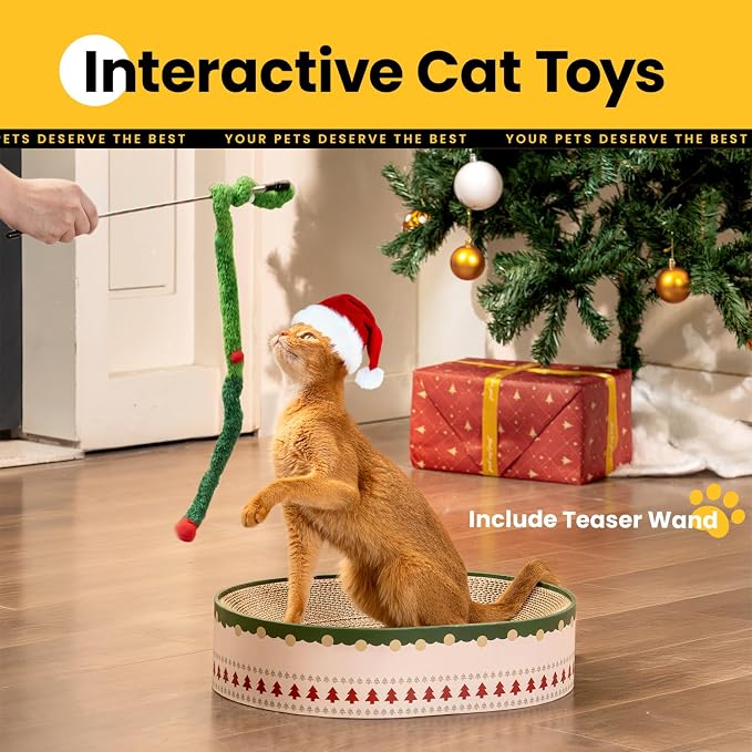 Conlun Oval Cat Scratcher Bed | Scratching Bowl Lounge for Kittens | Medium | Corrugated Cardboard Pad | Concave Shape | No Mess Enclosed Base | Serves as Couch Furniture Protector - Image 2