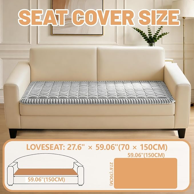 Waterproof Couch Cover for Dogs Washable,Nonslip Fuzzy Durable Pet Friendly | Soft Slipcovers for 3 Cushion Sofa Cover,Plush Thick Protector Fits Mat Bed Leather & Fabric Couches Light Grey 27.6"x59.06" - Image 5