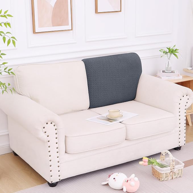 Smiry Waterproof Couch Cushion Covers, Non Slip Seat Cushion Covers | Stretch Jacquard Chaise Lounge Sofa Slipcover, Washable Elastic Furniture Protector for Pets, Back Cover L, Grey - Image 5