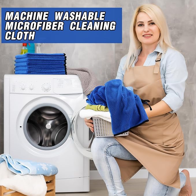 Tallew 80 Pcs Blue Microfiber Towels: 16"x16" Microfiber Drying Towels Bulk Micro Fiber Car Cleaning Cloth for Cars Drying Washing Polishing Cleaning Household Supplies - Image 3