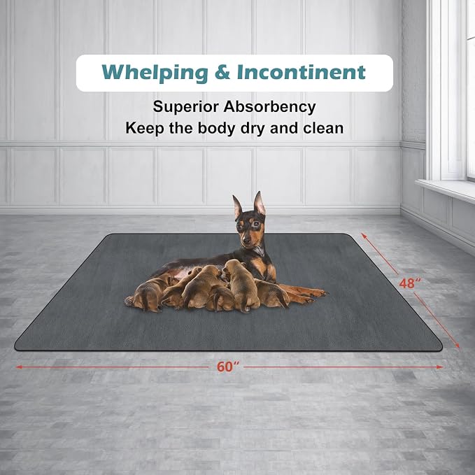 INVENHO Washable Pee Pads for Dogs 60"x48" Reusable Dog Pads Large Upgrade Non-Slip Dog Pee Pads Heavy Absorbency Puppy Pee Pads Quick Dry Whelping Pads/Waterproof Puppy Training Pad - Image 6