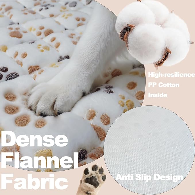 Dog Car Seat Cover for Back Seat, White Paw Print Flannel Pet Bed Mat, Non-Slip Waterproof Bottom, Washable Dog Bed & Seat Protector for Cars SUVs Trucks, Fits Backseat Extenders - Image 2