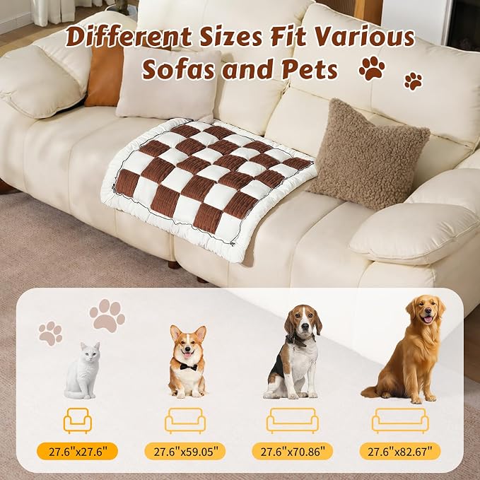 Pet Couch Cover for Dogs & Cats, Soft Flannel Non-Slip Couch Sofa Cover Protector, Dog Bed Sleeping Mat, Washable Reversible Anti-Slip Dog Bed for Small Medium Large Pets(27.6X27.6,Brown) - Image 3