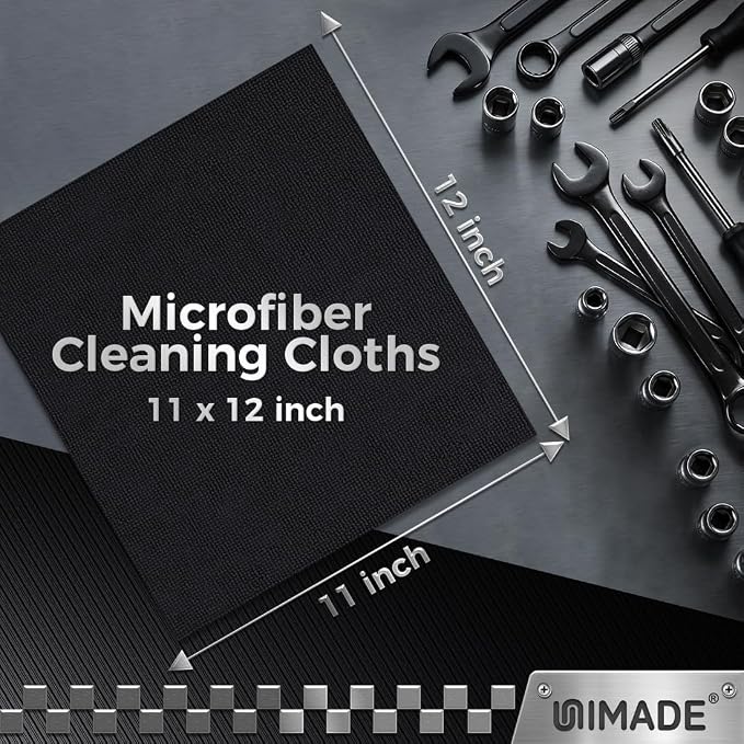 UNIMADE Microfiber Cleaning Cloth, 24 Pack Reusable Microfiber Towels | for Cars Lint Free Cleaning Shop Towel Rags for Home Kitchen Automotive Bar Mechanic Restaurant Garage, 11"x 12", Grey - Image 3