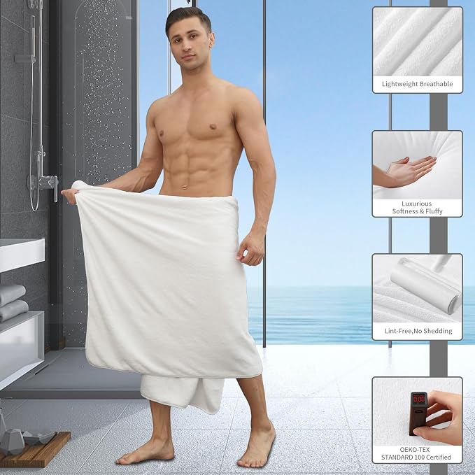 Extra Large Bath Sheet 4 Piece (35"x70")-Ultra Soft Oversized Bath Towel,Bath Sheet Set for Bathroom Hotel,Plush Highly Absorbent Quick Dry Shower Towel Set for Adults,Bathroom Towel Set White - Image 4