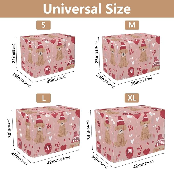 Dog Crate Cover Kennel Cover for Dog Cages Breathable for Wire Cage Indoor Outdoor Pink Dog and Balloon Love - Image 3