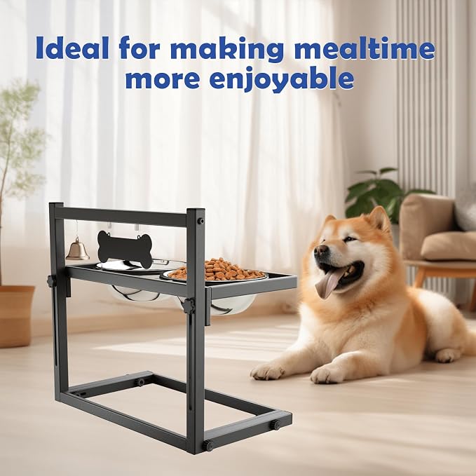 Elevated Dog Bowls for Medium and Small Dogs, 5 Height Adjustable & 2 Stainless Steel Bowls 800ml/27oz, Raised Food Dog Water Stand - Image 6