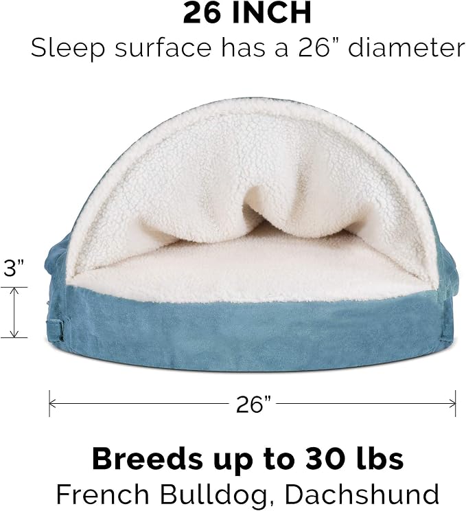 Furhaven Replacement Dog Bed Cover Sherpa & Suede Snuggery, Machine Washable - Blue, 26-inch - Image 3