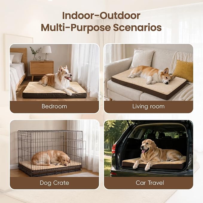 NUPIDA Waterproof XL Dog Bed for Crate with Washable Cover, 41x27, Brown | TPU Waterproof Layer, Easy Clean Cover, Soft Plush Surface, Durable Oxford Fabric, Non-Slip Bottom, For Large Breeds ≤80lbs - Image 8