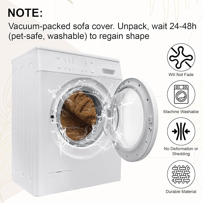 STACYPIK Plush Dark Coffee Couch Cover for Pets, Soft Washable Sofa Covers for Dogs, Fluffy Anti-Scratch Sofa Slipcover Non Slip Armrest Backrest Furniture Protector for 2 Cushion Couch-27.6X27.6IN - Image 6