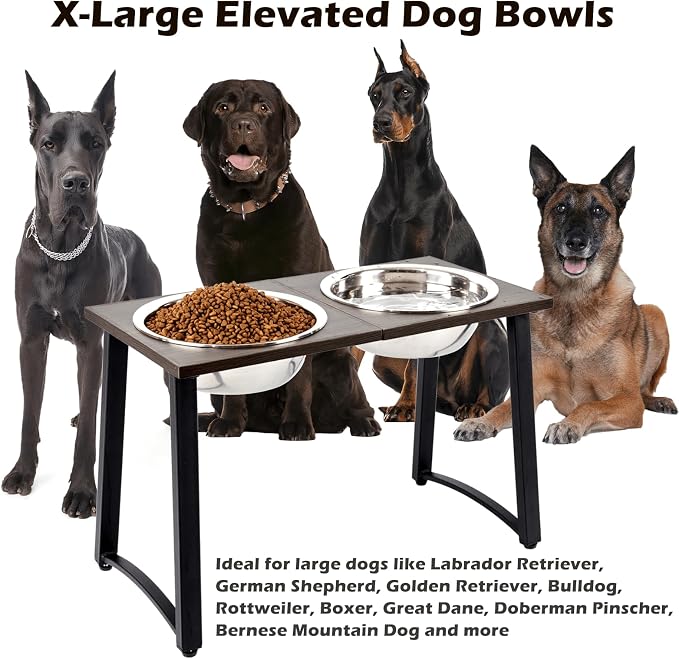 ADENGL Elevated Dog Bowls for Large & X-Large Dogs, 16" Tall Raised Stand with 2 Stainless Steel 3000ML Bowls, Slow Feeder & Spill-Proof Mat – Extra Large Dog Food & Water Bowl Set - Image 2