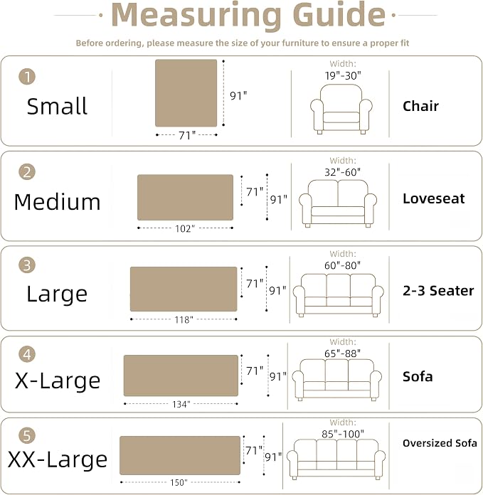 Couch Cover for Dogs Washable Sofa Cover, Sectional Couch Covers, Sofa Covers for 2 Cushion Couch, Non Slip Stripe Sofa Slipcovers Furniture Protector (Eucalyptus Brown 91x102) - Image 2