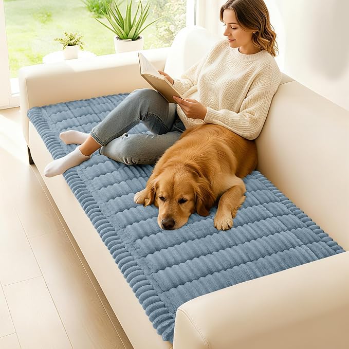 hyha Couch Cover for Dogs, Washable Non Slip Plush Flannel Sofa Protector | Thick Flannel, Silicone Anti-Slip Backing, Pet Hair & Scratch Protection, Fits Sofa & Loveseat (27.6" x 59") - Image 2