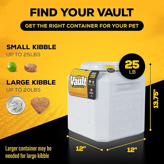 Gamma2 Vittles Vault Pet Food Storage Containers - Sealed Dog and Cat Food Storage Container, Fits up to 25lbs, Made in the USA - [12"L x 13.75"H] | Made in USA, 12 inch long by 13.75 inch tall, airtight lid keeps kibble fresh and pests out, a durable ... - Image 2