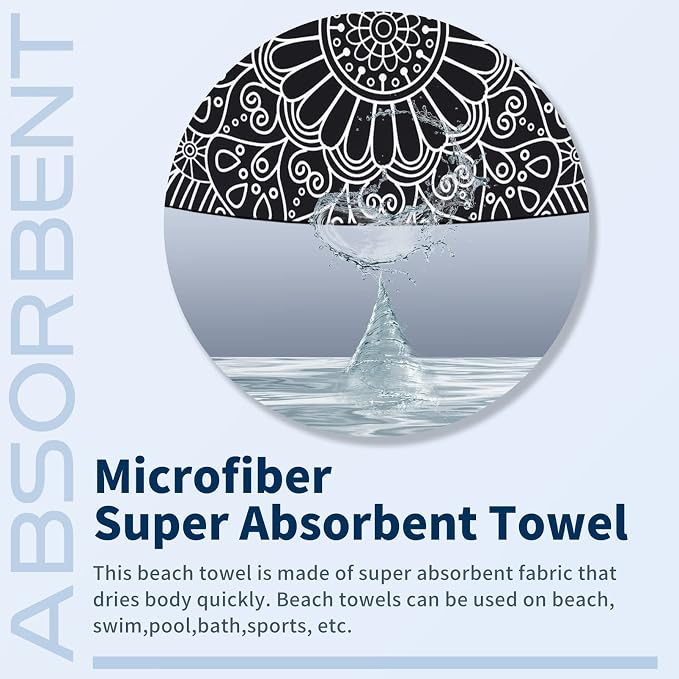 Microfiber Beach Towel Oversized 71x32, Thin, Black with Bag 2 Pack | Lightweight Sand Free Absorbent Quick Dry Compact Extra Large for Adult Travel Camping Pool Swim Bath Cruise Essentials Gift - Image 6