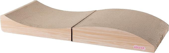 Eero 32" Modern Foldable Lounge Cat Scratcher with Catnip, Large Corrugated Cardboard Sofa Scratching Pad for Indoor Cats, Oak Wood, Oak Wood Finish CSR1011D - Image 8