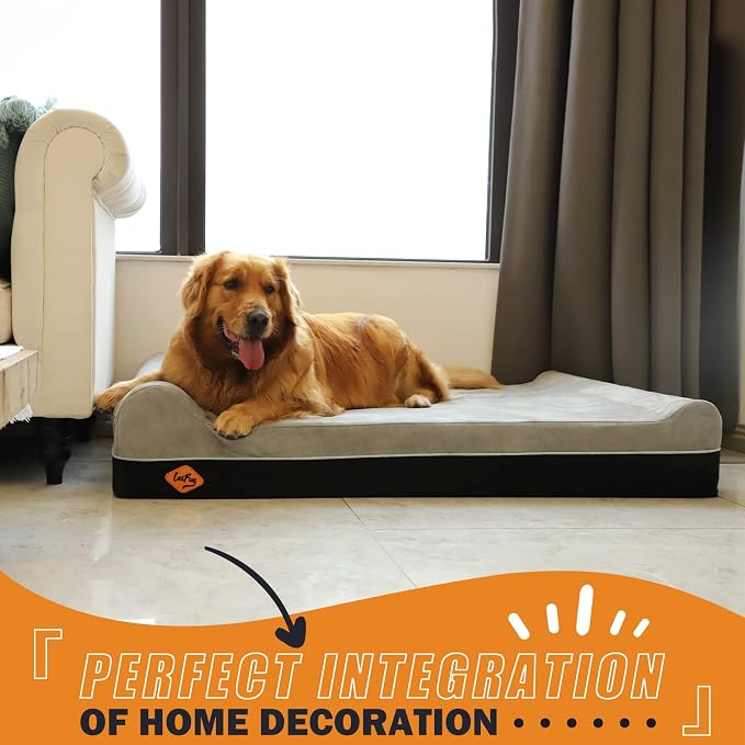 Laifug Orthopedic Dog Beds for Large Dogs,7" Memory Foam Dog Beds,Durable Water Proof Liner Removable and Washable, Nonskid Bottom, Slate Grey 50"x36"x10" - Image 7