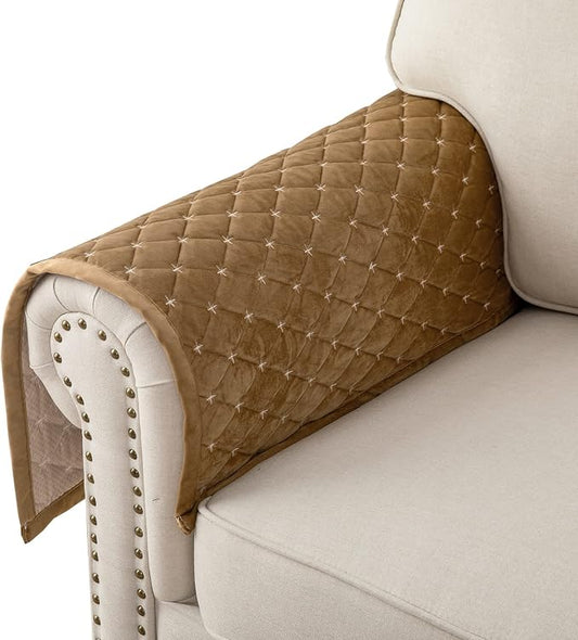 Eismodra Armrest Covers,Couch Cover,Sofa Cover,Backrest Covers,Anti-Slip Armchair Slipcovers for Dogs Cats Pet Loveseat Recliner Leather L Shaped,Coffee 28 x 28 Inches (Only 1 Piece) by Eismodra