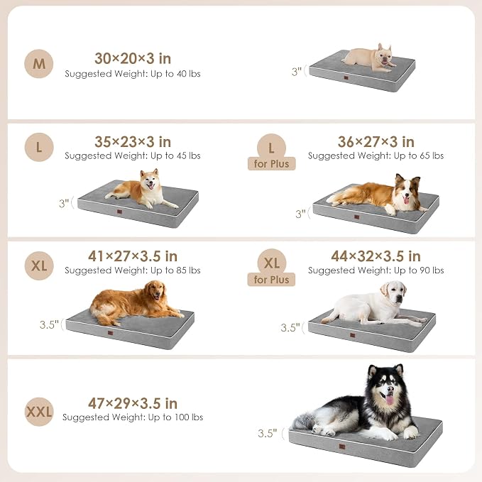 EHEYCIGA Large Memory Foam Dog Bed Mat Washable, 36x27Inch, Grey | High Density Egg Crate Foam, Waterproof Liner, Removable Easy Clean Cover, Fits Floor, Camping, Sofa and Car - Image 3