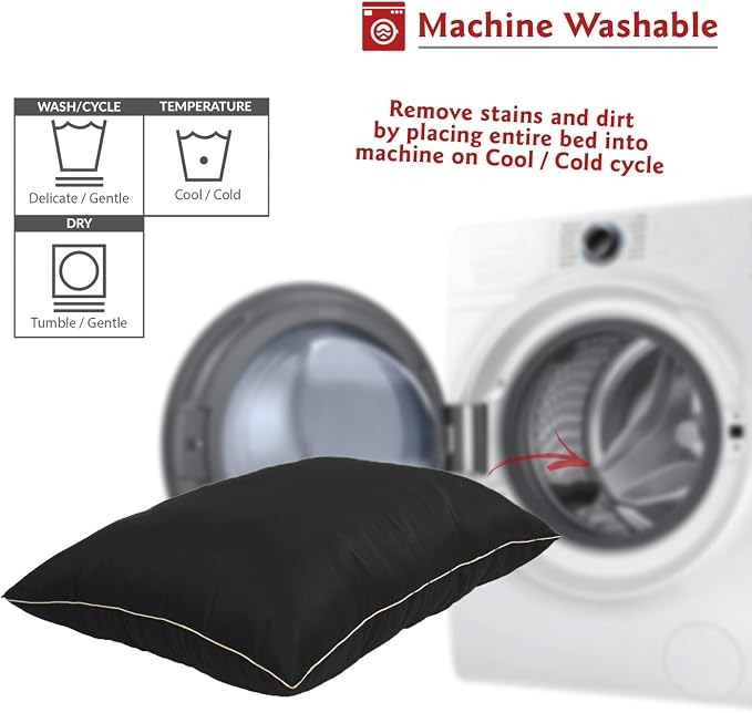 Majestic Pet Rectangle Medium Dog Bed Washable – Non Slip Comfy Pet Bed – Dog Crate Bed Super Value Pillow Dog Bed – Dog Kennel Bed for Sleeping - Dog Bed Medium Breed 35 x 28 Inch – Solid Black - Image 5