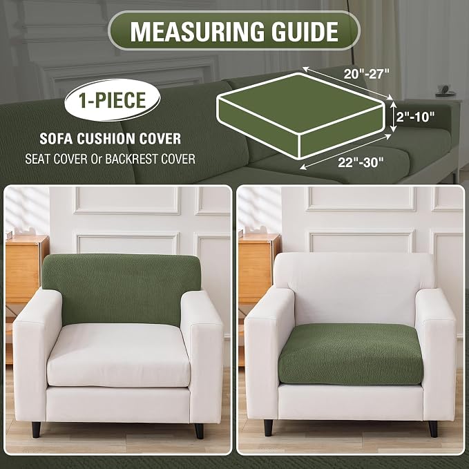 Couch Cushion Covers Sectional Couch Covers Stretch Washable Soft Seat Cushion Covers Furniture Protector Sofa Slipcovers for Pets(Green,1 Piece Seat Cover or Back Covers) - Image 2