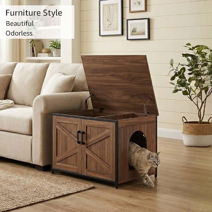 unipaws Top Opening Cat Litter Box Enclosure Furniture, Flip Top Design | XL Extra Large Cat Box, Friendly to Elderly People, High Jumbo Automatic Litter Box Cover Hidden for Large Cat - Image 3