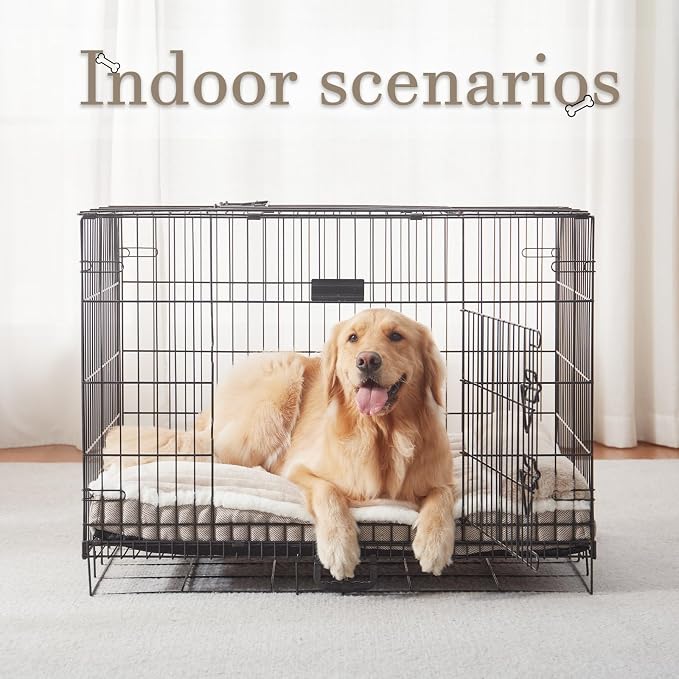 Dog Bed for Large Dogs, Dog Mattress with Pillow for Crate Kennel, Sofa pet Bed, Super Soft pet Bed for Medium, Jumbo, Small Dogs Breeds (Beige, X-Large:(40"x28"x3.5") - Image 3