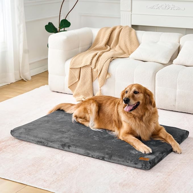 LIORCE Dog Crate Pad - Extra Large Dog Beds with Removable Washable Cover and Waterproof Lining - XXL Memory Foam Pet Bed for Crate - Reversible Kennel Mat (Cool & Warm), 48-inch, Grey - Image 7