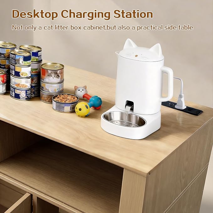 39“ Cat Litter Box Enclosure with Litter Drawer | Large Hidden Litter Box Cabinet,Indoor Cat Washroom Furniture with storage space and ventilation holes - Image 5