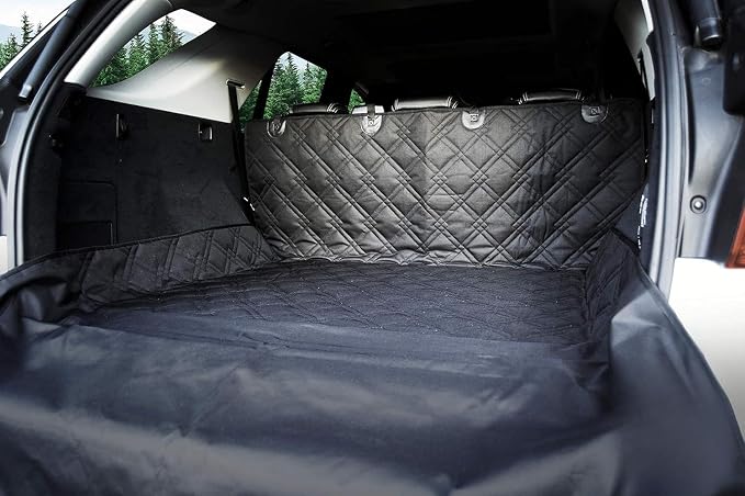 Bulldogology SUV Cargo Liner for Dogs 55"x82" Heavy Duty Pet Trunk Cargo Cover Area - Trunk Cover Car Protector for Dogs Waterproof Nonslip Mat - Dog Cargo Liner SUVs Vans Cars (Large, Black) by BulldogologyPetSolutions