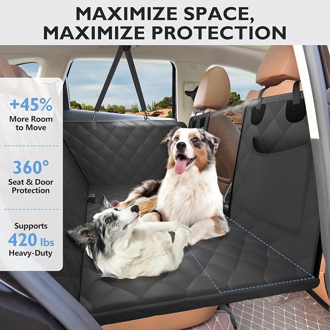 Back Seat Extender for Dogs-Large Space, Hard Bottom Egg Crate Foam Soft Dog Car Seat Cover, Sturdy Backseat Extender for Dogs, Waterproof Pet Car Bed Dog Hammock for Car, SUV, Truck - Image 2