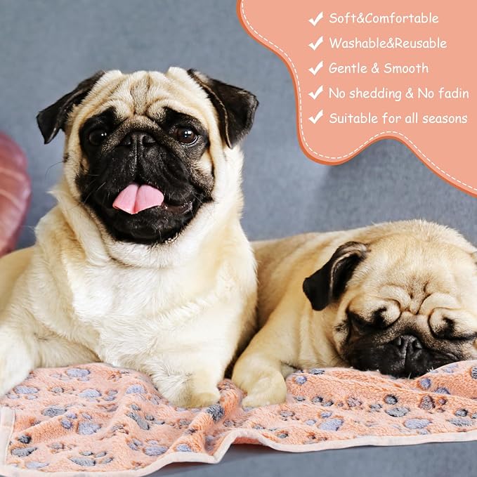Chumia 40 Pcs Dog Blankets Soft Fluffy Fleece Washable Puppy Sleep Blankets Small Mat for Pets Throw Warm Bed Mat for Dog Puppy Cat (Brown,Paw) - Image 5
