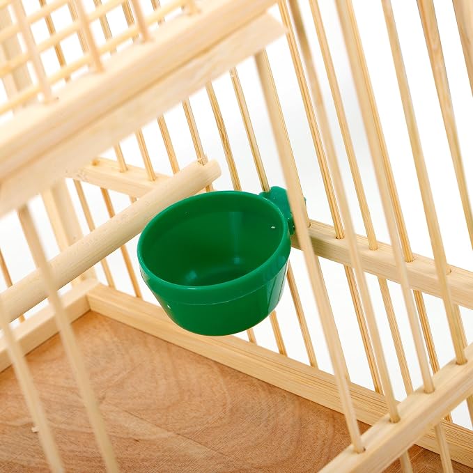 Kisangel Bamboo Bird Cage Small Parrot Cage with Hanging Hook Indoor Outdoor Bird Keeping 9.84X7.87X9.84 Inches for Budgies Lovebirds Cockatiels - Image 7