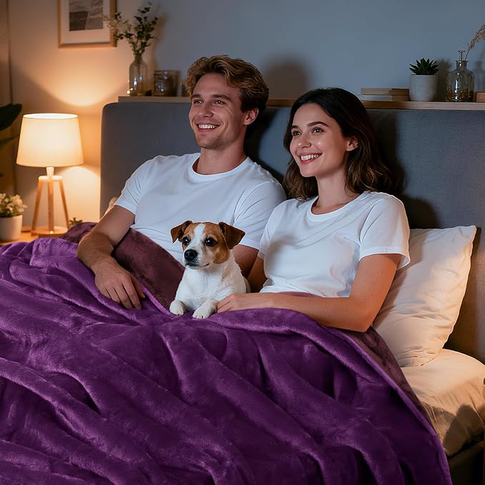 LOOBANI Waterproof Blanket for King Bed, Reversible Purple Flannel 85"x108" | Waterproof Dog Blankets for Large Dogs, Spill-Proof Sofa Cover for Family Movie Nights, Camping, Travel, Noise Free - Image 5
