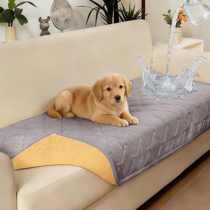 PuTian Waterproof Couch Cover for Dogs, Slip Straps, 36"X83", Dark Gray | Washable Sofa Cover，Pet Friendly Couch Protector & Dog Mat, Waterproof Furniture Guard for Sofas, Loveseats & Sectionals - Image 8