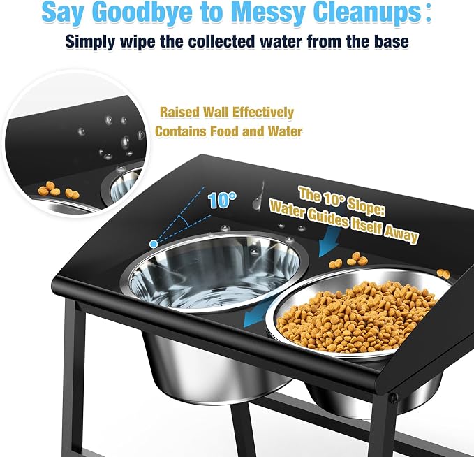 Bobbie & Laxi 15" Elevated Dog Bow for Large Breeds, No-Spill Design | Raised Dog Bowl with Metal Stand, Stainless Steel Dog Food & Water Bowl Set with Raised Splash Wall; Easy to Clean Dog Bowl - Image 2