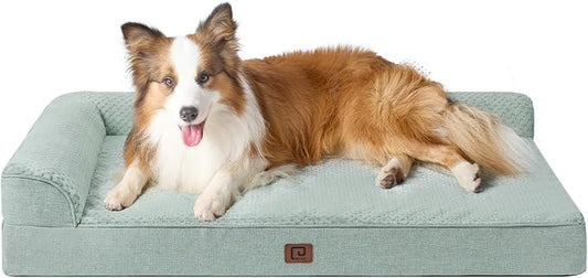 EHEYCIGA XL Dog Bed Memory Foam for Crate, Extra Large Dog Bed Orthopedic with Washable Removable Cover, Waterproof Pet Sofa Couch XLarge Size Dogs, 41x27x6.5, Greyish Green by EHEYCIGA