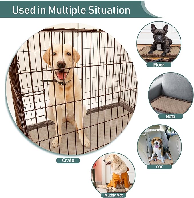 Dog Crate Pad 24x17 inch Memory Foam Dog Bed Mat for Small Dog Cat Washable Puppy Sleeping Bed Anti Slip,Brown - Image 6