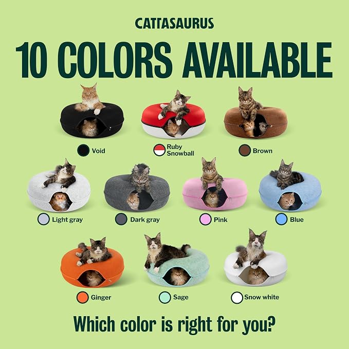 Cattasaurus Peekaboo Cat Cave Donut for Multiple & Large Cats up to 30-45 lbs, 3-in-1 Self Warming Cat Bed, Tunnel & Scratcher for Indoor Cats, Washable & Detachable Small Dog Bed (Dark Gray, Jumbo) - Image 8