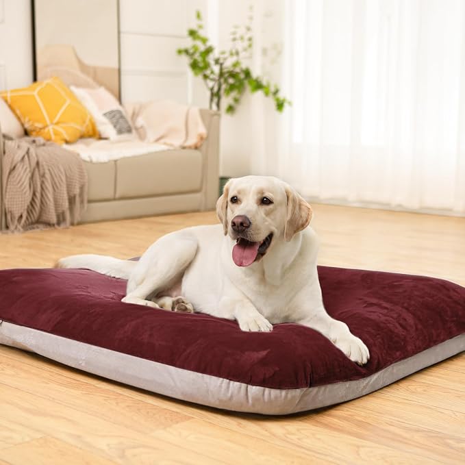 Magic Dog Super Soft Extra Large Dog Bed, 47 Inches Jumbo Orthopedic Foam Pet Beds with Anti Slip Bottom, Dog Sleeping Mattress with Removable and Washable Cover, Burgundy XL - Image 9