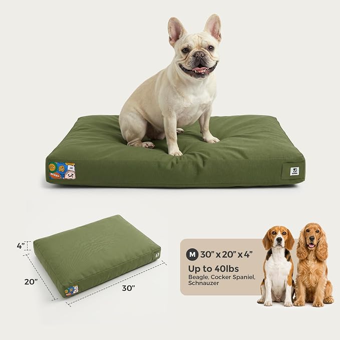 Sytopia 30 Inch Canvas Outdoor Dog Bed for Medium Dogs, Durable Dog Bed with Waterproof Machine Washable Removable Cover, Indoor Patio Pet Pad for Crate, Green - Image 5