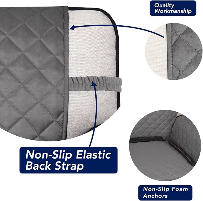 PureFit Reversible Quilted Sofa Cover Dog Couch Covers for Sofa, 66 in | Gray/Ivory, Water Resistant Couch Protector, Washable Pet Couch Cover with Non Slip and Elastic Straps For Kids - Image 3