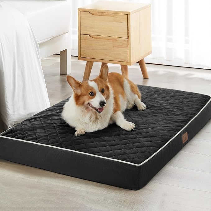 WNPETHOME Orthopedic Waterproof XL Dog Bed for Crate Cozy Sleep | Extra Large Washable Dogs Bed with Removable Cover, Multi-Needle Quilting Dogs XL Crate Bed for Relax , Black 41x27 Inch by WNPETHOMEPETSHOME