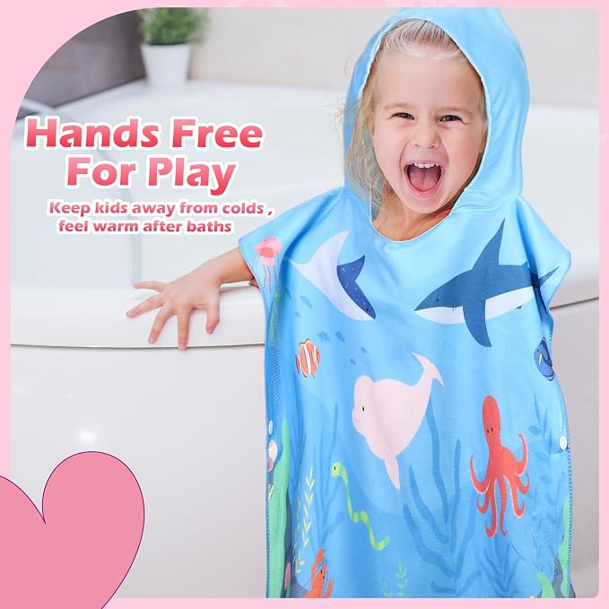 Oudain 6 Pcs Kids Hooded Towel Kids Bath Towels with Hood Microfiber Baby Pool Beach Towel for Boy Girls Toddler(47 x 24 Inch,Stylish Style) - Image 7